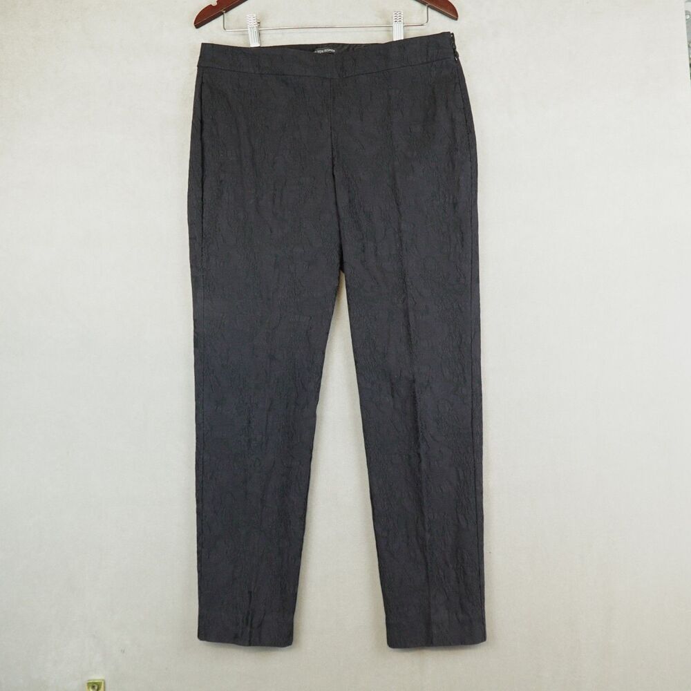 Eileen Fisher Pants Womens Medium Texture Black Straight Leg 34x29